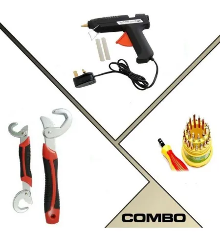 Combo of Snap & Grip Tool, Hot Melt Glue Gun and 31 In 1 Tools