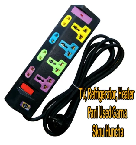 High Power MultiPlug Extension Socket 3M 3000W MAX For Room Heater,Coller,Refrigerator E.T.C