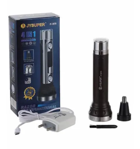 JY-2078  4 In 1 Multifunctional Lithium Battery Shaver Flashlight with 2W Aluminum Light Cup+3W Side Light Shaver