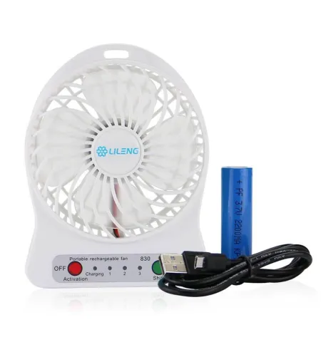 Mini Portable Lithium Battery Rechargeable Fan (White)