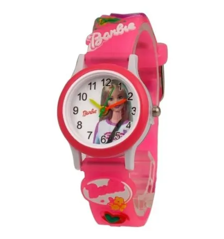 Barbie Rubber Strap Analog Watch For Kids- Pink