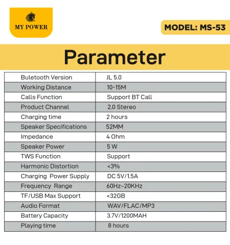 My Power Bt Speaker Ms-53