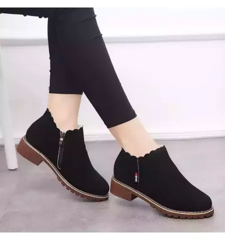Luxurious New Trendy Sweet Lamb Wool Zipper Ankle Winter Boots For Women ( 2058 )