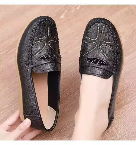 Womens Soft Sole Flats Round Toe Comfort Loafers Sequins Concise Shoes Breathable Lightweight Walking Shoes