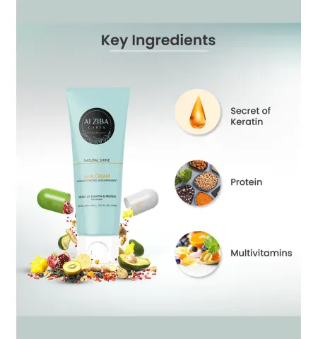 ALZIBA Cares Natural Shine Hair Cream | Keratin, Argan Oil & Multivitamins | 150ml