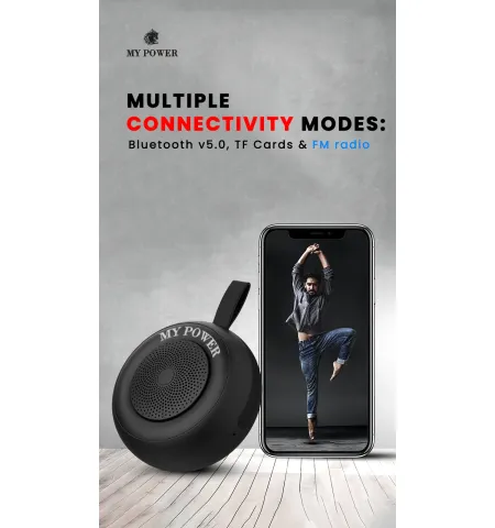 MyPower MS200 Portable Bluetooth speaker, Waterproof Speaker, High Sound Quality, Small size Black Color Speaker MS200