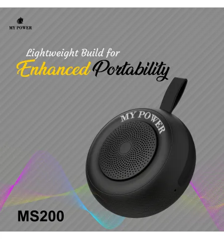 MyPower MS200 Portable Bluetooth speaker, Waterproof Speaker, High Sound Quality, Small size Black Color Speaker MS200