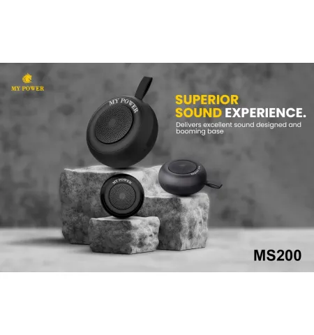 MyPower MS200 Portable Bluetooth speaker, Waterproof Speaker, High Sound Quality, Small size Black Color Speaker MS200