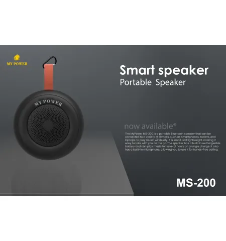 MyPower MS200 Portable Bluetooth speaker, Waterproof Speaker, High Sound Quality, Small size Black Color Speaker MS200