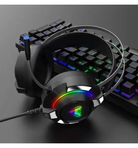 Soft head with 50 mm headphones speaker 3.5 mm and USB 2 meters wired game headphones