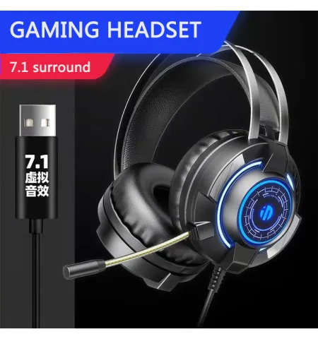 Soft head with 50 mm headphones speaker 3.5 mm and USB 2 meters wired game headphones