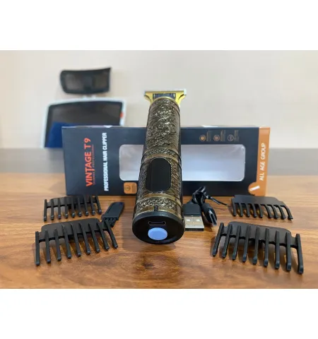 Vintage T9 Trimmer Digital Professional Pro Rechargeable Hair Clippers