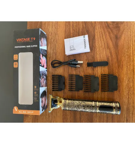 Vintage T9 Trimmer Digital Professional Pro Rechargeable Hair Clippers