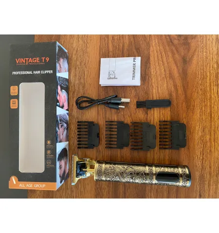 Vintage T9 Trimmer Digital Professional Pro Rechargeable Hair Clippers