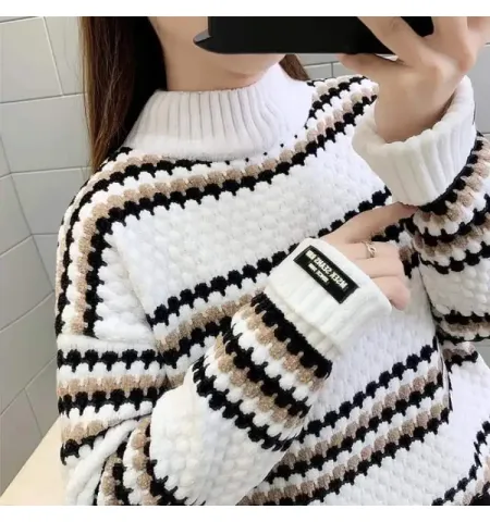 Women's Sweater New Autumn Winter Turtleneck Sweater Women's High Neck Loose Korean Fashion Knitting Sweater For Women