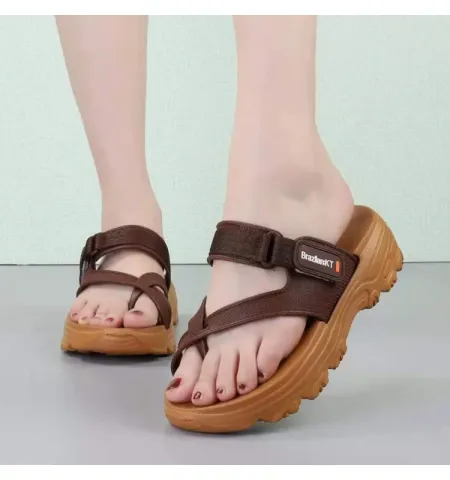 New Korean Version Thick Bottom Fitting Sandals Women'S Single Finger Velcro Slippers 8022 | Sandals For Women