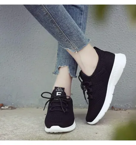 Breathable Mesh Sneakers Lace-Up Thick Sole Running Shoes For Women - Fashion | Women's Footwear | Sneakers For Women | Shoes For Women |