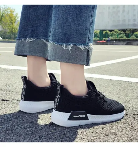 Breathable Mesh Sneakers Lace-Up Thick Sole Running Shoes For Women - Fashion | Women's Footwear | Sneakers For Women | Shoes For Women |