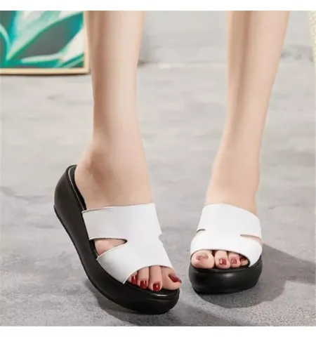 Hollow Out Wedges Platform Sandals Genuine Leather Slip on Peep Toe For Women's - Fashion | Women's Footwear |