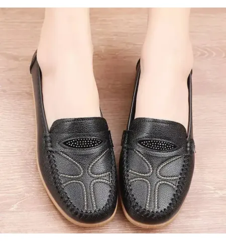 Womens Soft Sole Flats Round Toe Comfort Loafers Sequins Concise Shoes Breathable Lightweight Walking Shoes