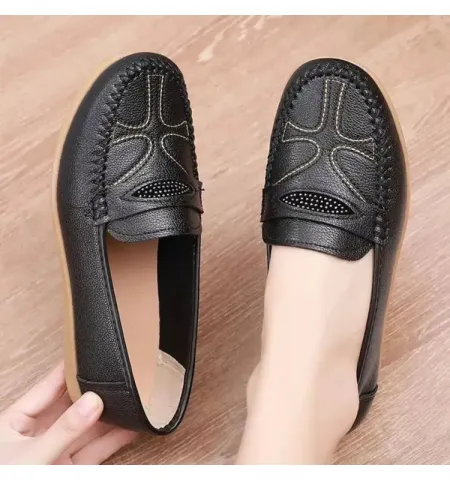 Womens Soft Sole Flats Round Toe Comfort Loafers Sequins Concise Shoes Breathable Lightweight Walking Shoes