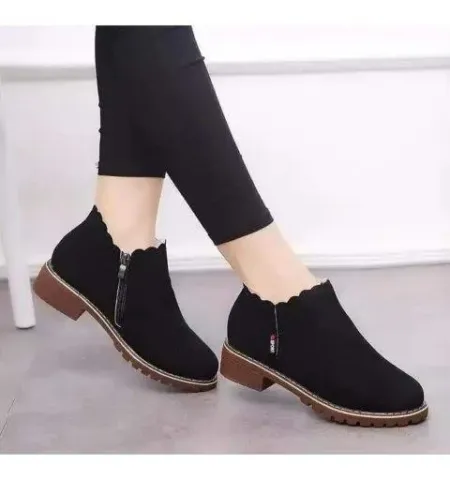 Miaoguan New Women Martin Boots Autumn Winter Classic Zipper Snowk Ankle Boots Suede Warm Fur Plush Women Shoes Short Boots - M10