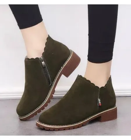 Miaoguan New Women Martin Boots Autumn Winter Classic Zipper Snowk Ankle Boots Suede Warm Fur Plush Women Shoes Short Boots - M10
