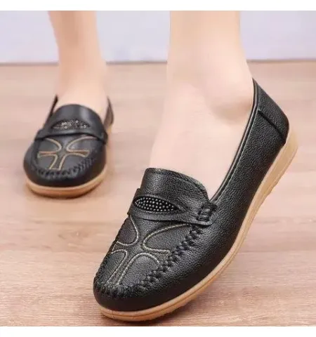 Womens Soft Sole Flats Round Toe Comfort Loafers Sequins Concise Shoes Breathable Lightweight Walking Shoes