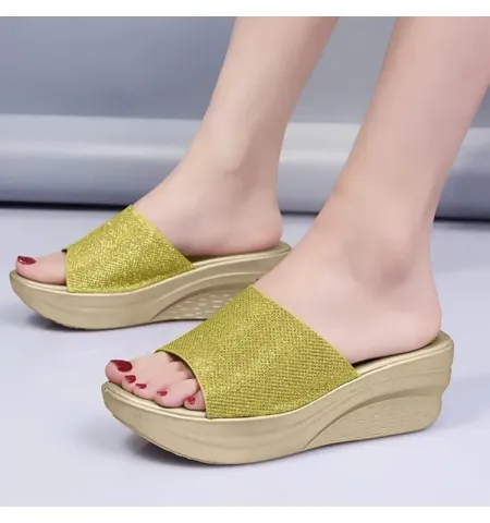 Thick Sole Wedge Heel Flip-Flops Open Toe Fashion Solid Sandals - Fashion | Women's Footwear | Sandals For Women | Shoes For Women |