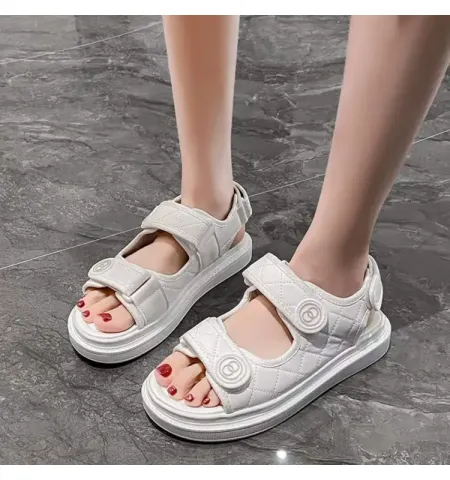 Korean Hook & Loop Open Toes Fashion Mesh Breathable Platform Comfortable Non-Slip Casual Sandal - Fashion |