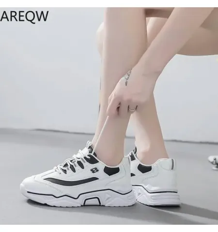 Fabulous Women Spring Autumn Leather Walking Shoes Breathable Lace Up Fashion Shoes ( Genuine ) - Fashion |