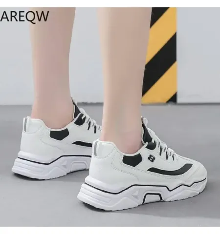 Fabulous Women Spring Autumn Leather Walking Shoes Breathable Lace Up Fashion Shoes ( Genuine ) - Fashion |