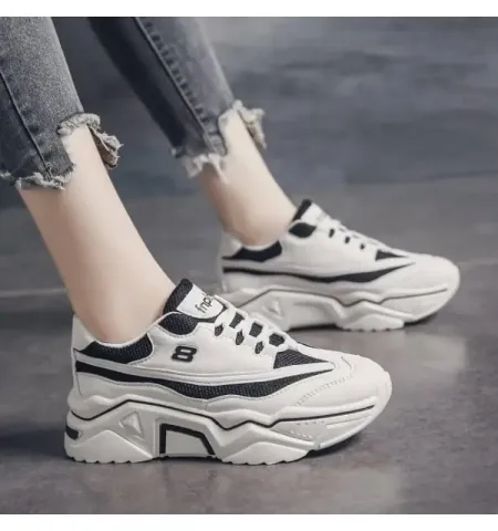 Fabulous Women Spring Autumn Leather Walking Shoes Breathable Lace Up Fashion Shoes ( Genuine ) - Fashion |