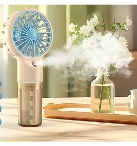 New 2 in 1 Portable Mini Humidity Fan With Water Humidity Noiseless Hand Fan Lightweight Portable Handheld Cooling Fan USB Rechargeable Fan