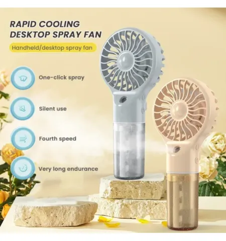 New 2 in 1 Portable Mini Humidity Fan With Water Humidity Noiseless Hand Fan Lightweight Portable Handheld Cooling Fan USB Rechargeable Fan