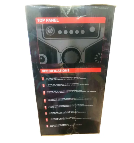 BlueSpeed BS-118 Wireless Speaker with LED Lights, Wireless Mic, USB & Memory Card Support