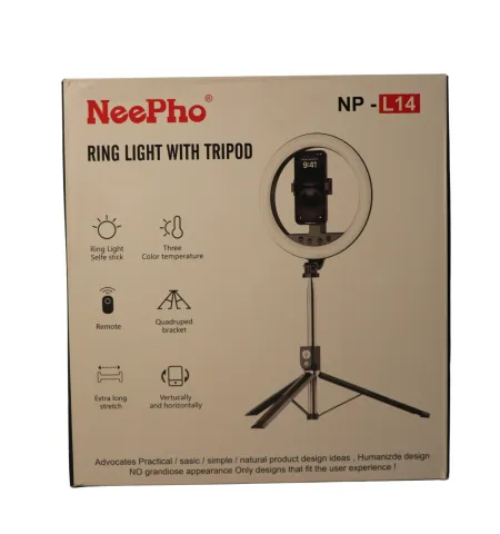 NeePho NP-L14 Ring Light & K9  Dual MIC Wireless Professional Microphone Combo