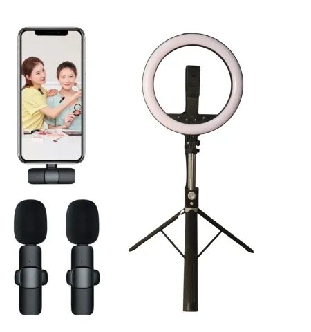 NeePho NP-L14 Ring Light & K9  Dual MIC Wireless Professional Microphone Combo
