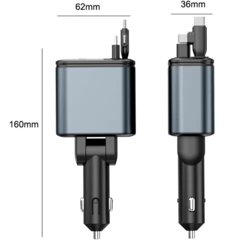 5-in-1 Starry Sky Dual Telescopic Fast Car Charger