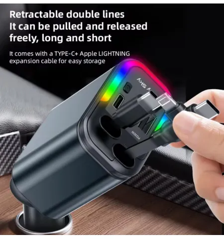 5-in-1 Starry Sky Dual Telescopic Fast Car Charger