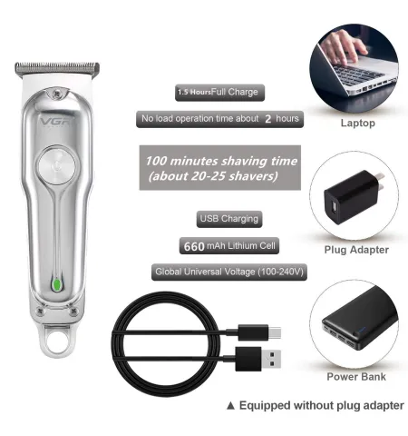 Rechargeable  VGR 071 Hair Clipper Beard Trimmer Kit for Men Cordless Hair Mustache Trimmer Hair Cutting Groomer Kit with Type C Charging Port