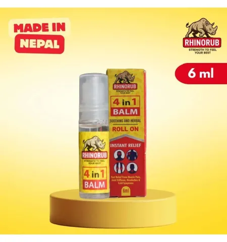 RhinoRub 4 in 1 Roll-On 6ml - Muscle Pain, Joint Stiffness, Headache, Cold and Congestion