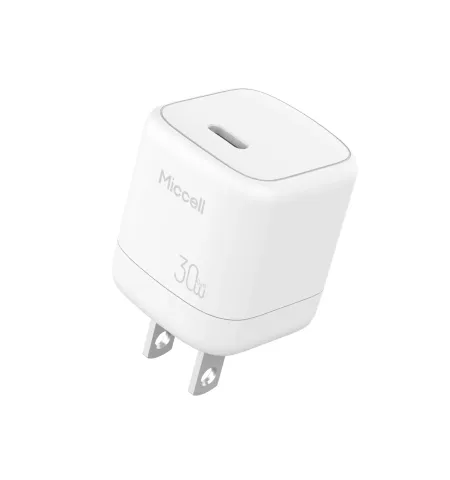 MICCELL 30W PD Fast Charger | Single USB-C Power Delivery Adapter | PPS Support | Universal 100–240V | Travel-Friendly Charger