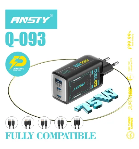 ANNSTY GAN 75 Watt (Type c to c fast charger ) Q-093-PT