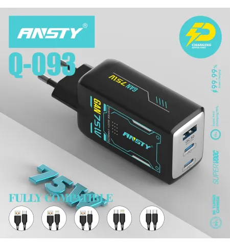 GAN 75Watt (type c to iphone) superfast charging 99% Q-093-PI