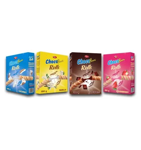 Sujal Chocofun Rolls (box) (Chocolate, Strawberry, Coconut and Vanilla)
