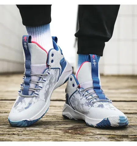 Men's Basketball Shoes Fashion Mosaic Color Basketball Shoes Breathable Non-Slip Running Shoes