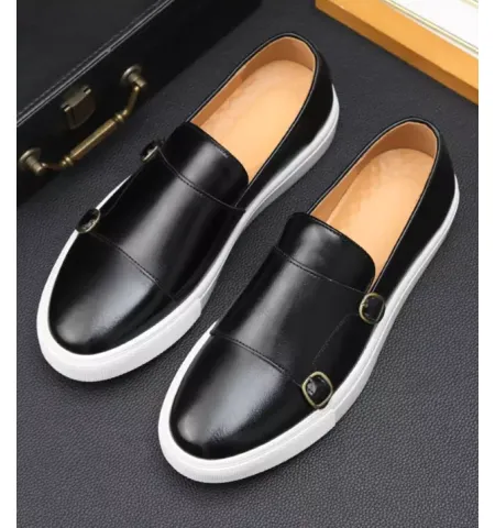 Men's Leather Shoes Men Loafers Mens Slip-on Outdoor Flats Monk Shoes ﻿
