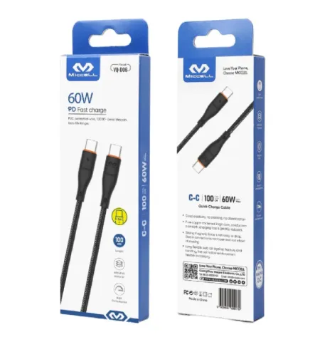 Miccell Type-C to Type-C Charging Cable 60W PD - 1m (Black)