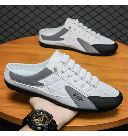 Summer 2024 Vip Half Slippers for Men Trendy Men’s Flat Bottom Casual Shoes Soft Sole Support Shoes